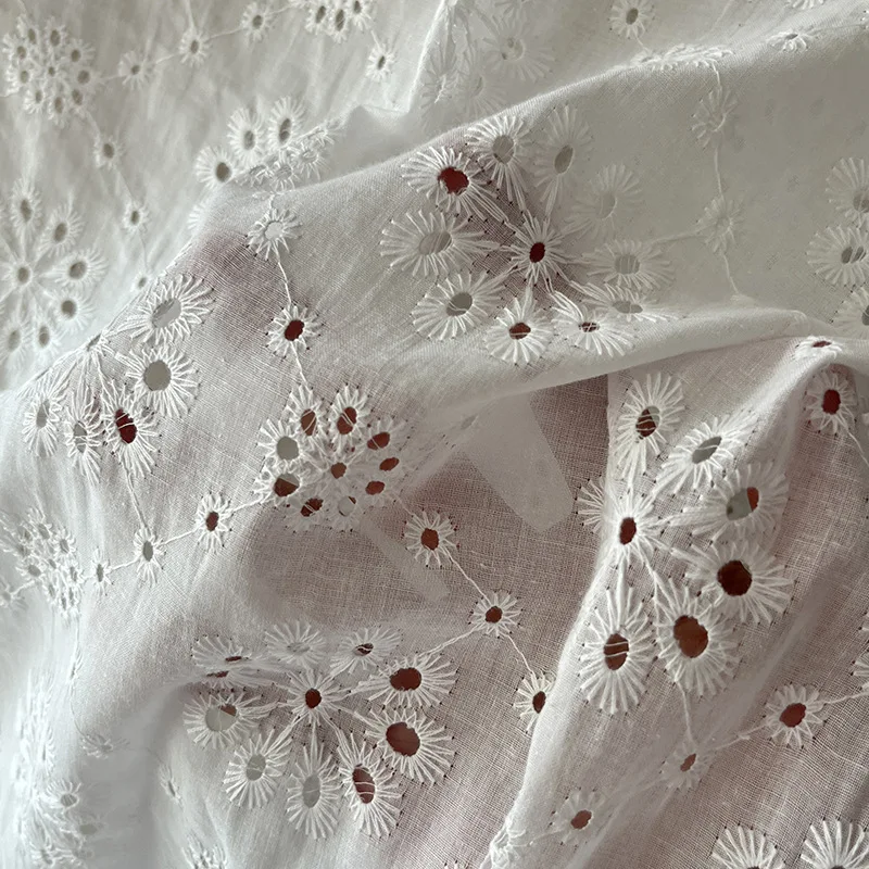 

Embroidered Cotton Lace Fabric Small Floral Lace Wedding Dress Gown Handmade Diy Sewing Fabric