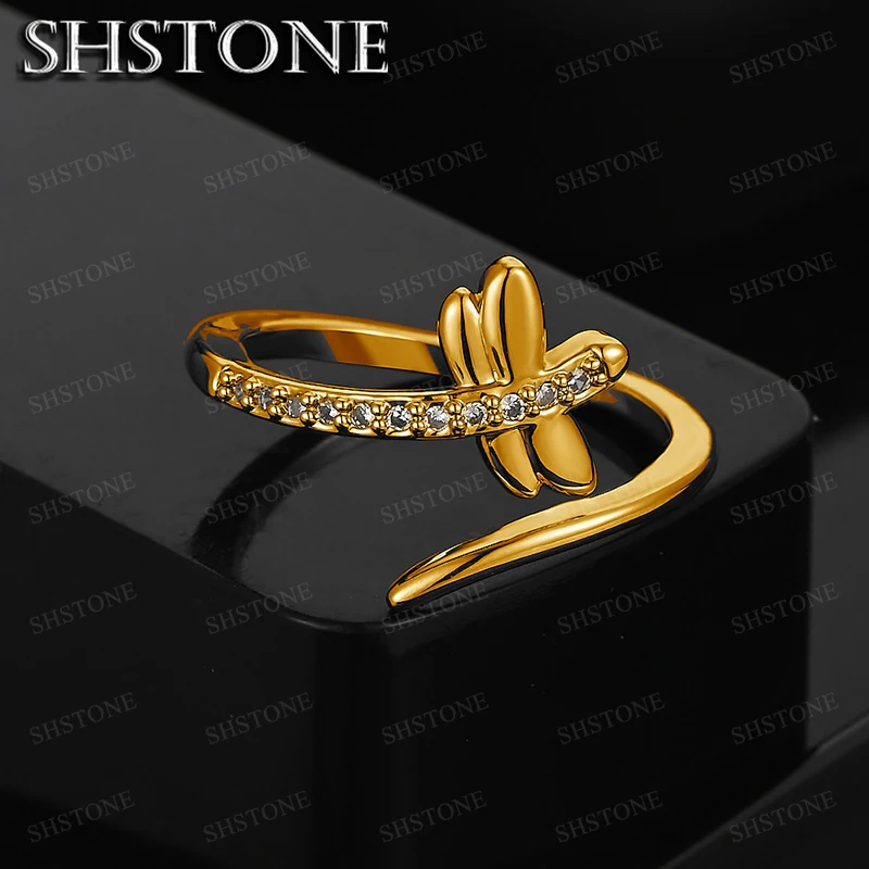 Women's 18K Gold Crystal Dragonfly Ring