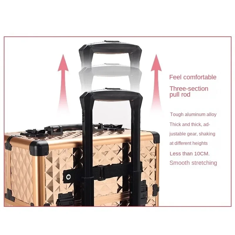 Imagem -02 - Bolsa de Maquiagem Profissional Artista Case Bagagem Mala de Viagem Multilayer Prego Trolley Toolbox Bordado Armazenamento Prego Técnico Mala