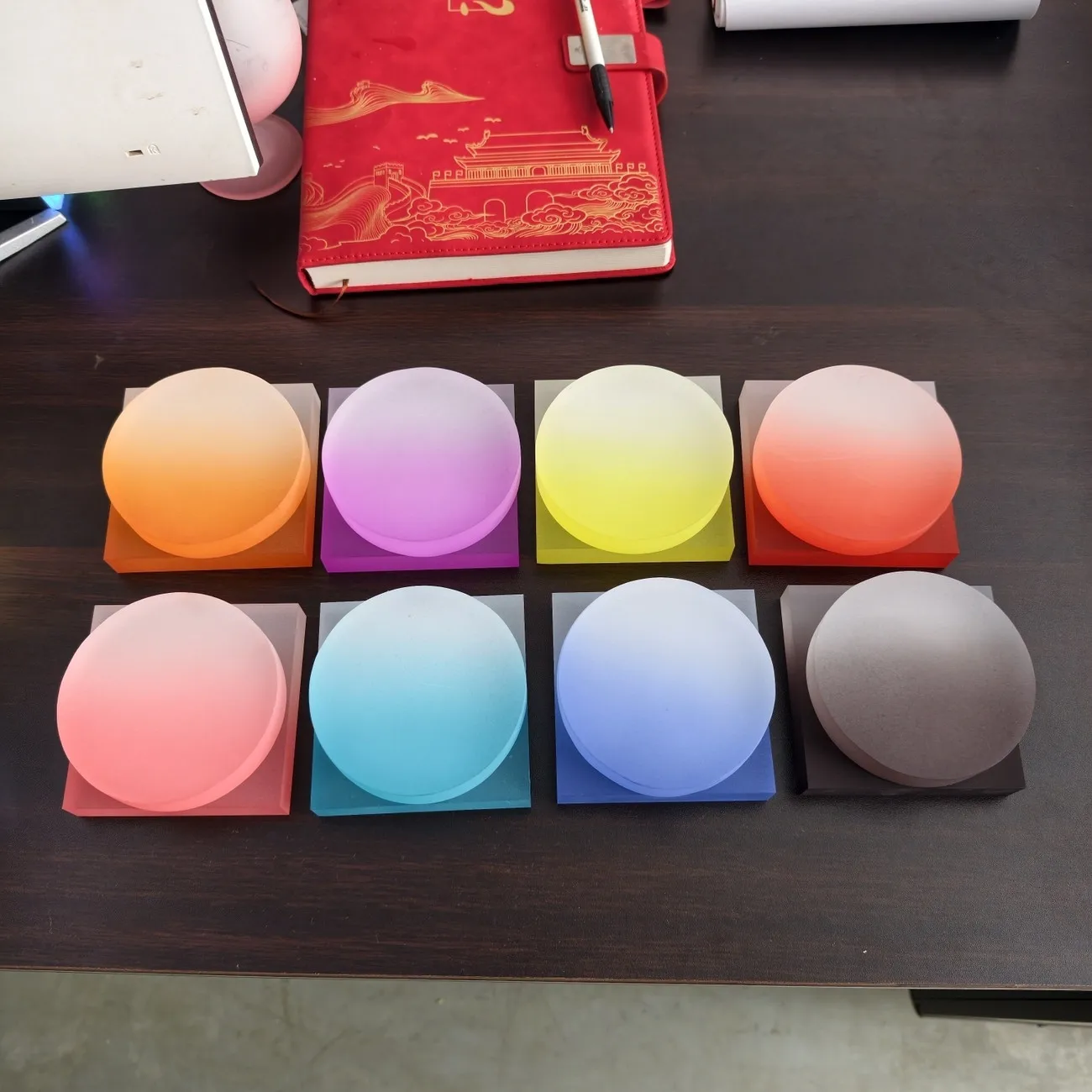 Colorful Frosted Gradient Acrylic Block Gold Jewelry Earrings Necklace Jewelry Display Base Round Square Prop Solid Acrylic