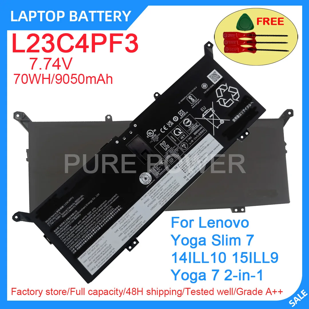 New Laptop Battery L23C4PF3 7.74V 70WH 9050mAh High Quality For Lenovo Yoga Slim 7 14ILL10 15ILL9 Yoga 7 2-in-1