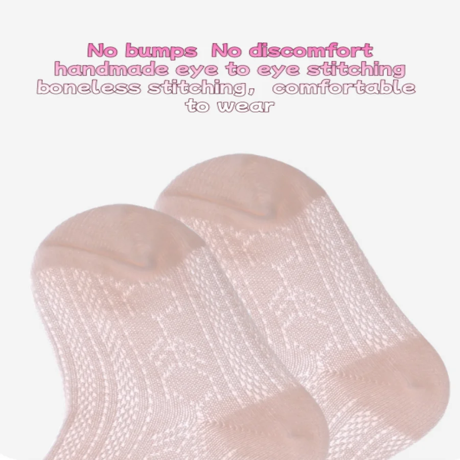 MuqiNush 1 paio di calze di pizzo per bambini, maglia estiva, cotone, traspirante, neonato, carino, fragola, pizzo lungo, dolce principessa