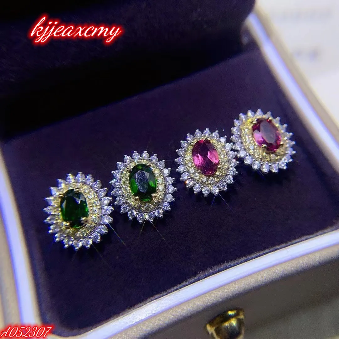 KJJEAXCMY Brand Boutique Jewelry 925 Sterling Silver Natural Magnesium Aluminum Garnet Diopside Gem Women's Earrings