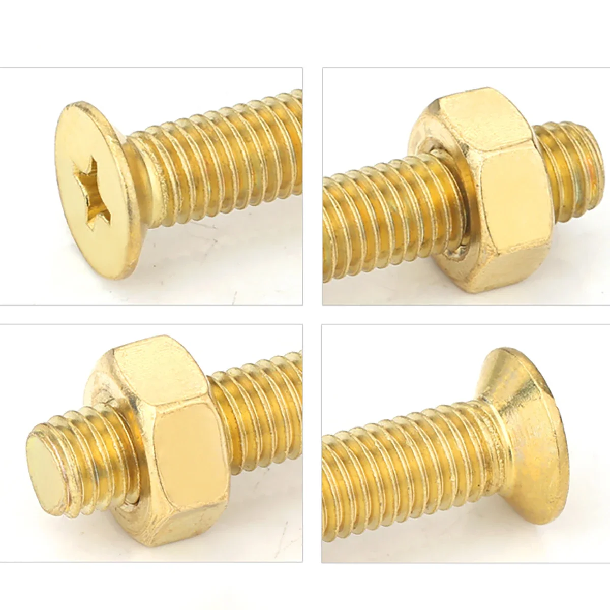 

Copper Countersunk Head Cross Bolt Nut Set, Flat Head Hex Nut Screw M4-M12