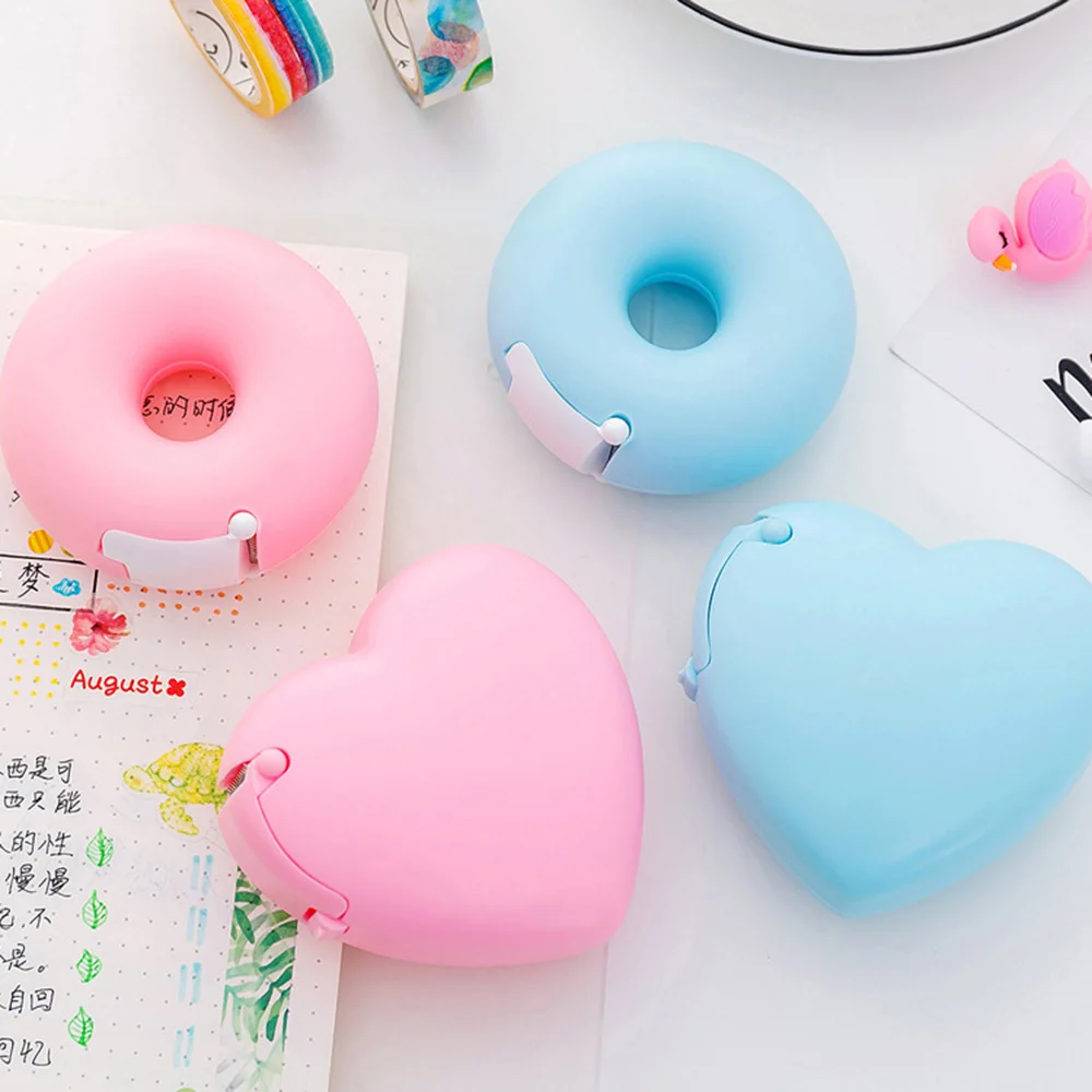 1Pc Candy Color Masking Tape Cutter Design Of Love Heart/Donut Shape Washi Tape Cutter Office Tape Dispenser School Supply