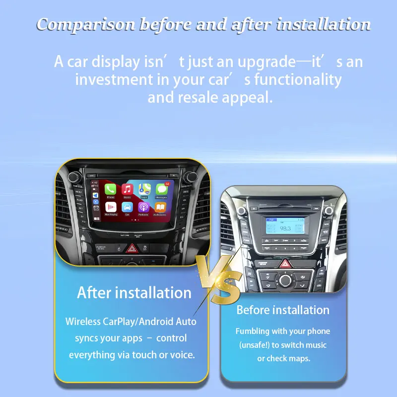 7 '' Android 16 for Hyundai I30 Elantra GT 2012 - 2017 Car Radio Multimedia Player Wireless CarPlay Split Screen DSP Stereo WiFi