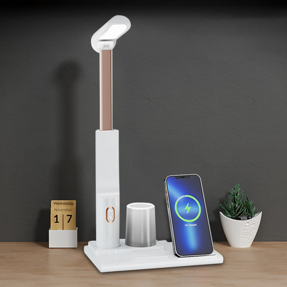 Office Table Lamp with 15 W Wireless Charger for IPhone8-15 Series Airpods 3Pro/2 for Huawei Mate Galaxy Buds/Buds+ FreeBuds2/3