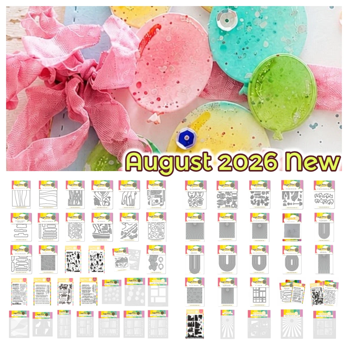 Waffle Flowers August 2026 New Wavy Lines Horizontal A7 Die Metal Cutting Dies Stamps Stencils DIY Scrapbook Handmade Card Photo