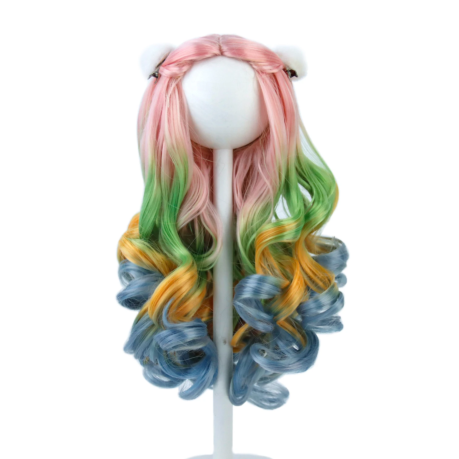 

Aidolla 18'' American Doll Wigs Heat Resistant Long Curly Hair DIY Doll Accessories Rainbow Color Wavy Wigs For DIY Making Dolls