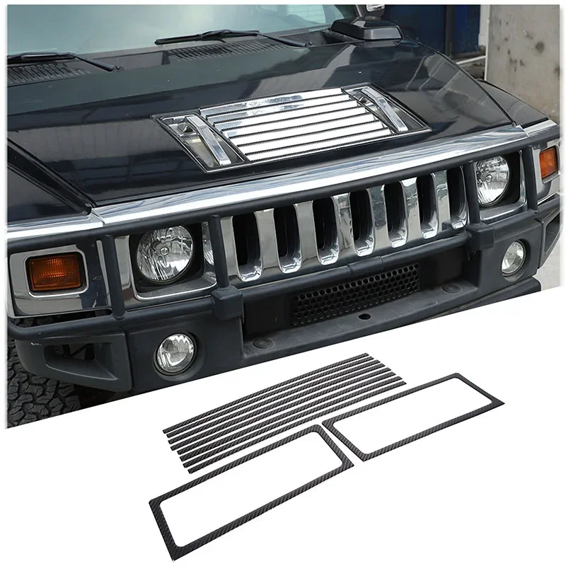 

For 2003-2007 Hummer H2 Soft Carbon Fiber Car Front Hood Air Vent Decorative Strip Sticker Car Exterior Protection Accessories