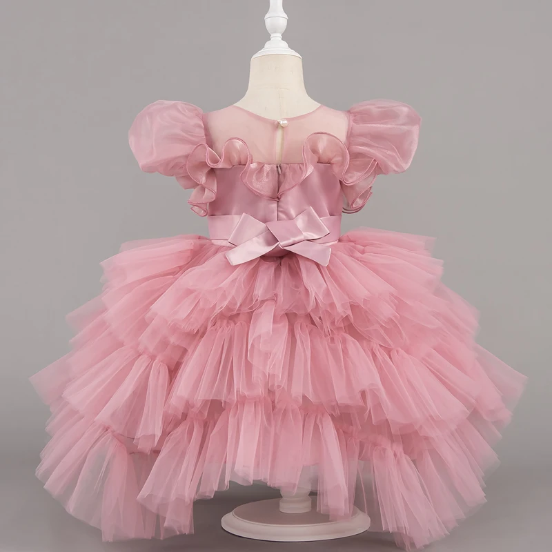 Fashion New Flower Girl Dresses for Weddings Short Sleeve Kids Girl Princess Dress Summer Children Girls Party Dress1-7 Years