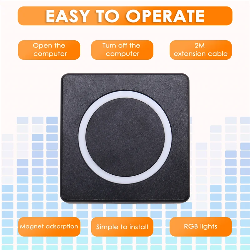 PC Power Button Desktop Power Switch PC External Start Power On/Off Button Magnetic Self-Reset Button Metal Shell RGB