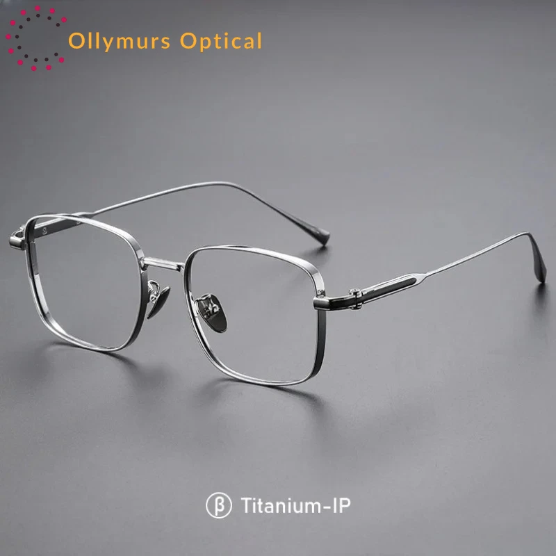 

OLLYMURS Fashion Comfort Square Eyeglasses Vintage Pure Titanium Big Luxury Eyewear Optical Prescription Men Women T-18185
