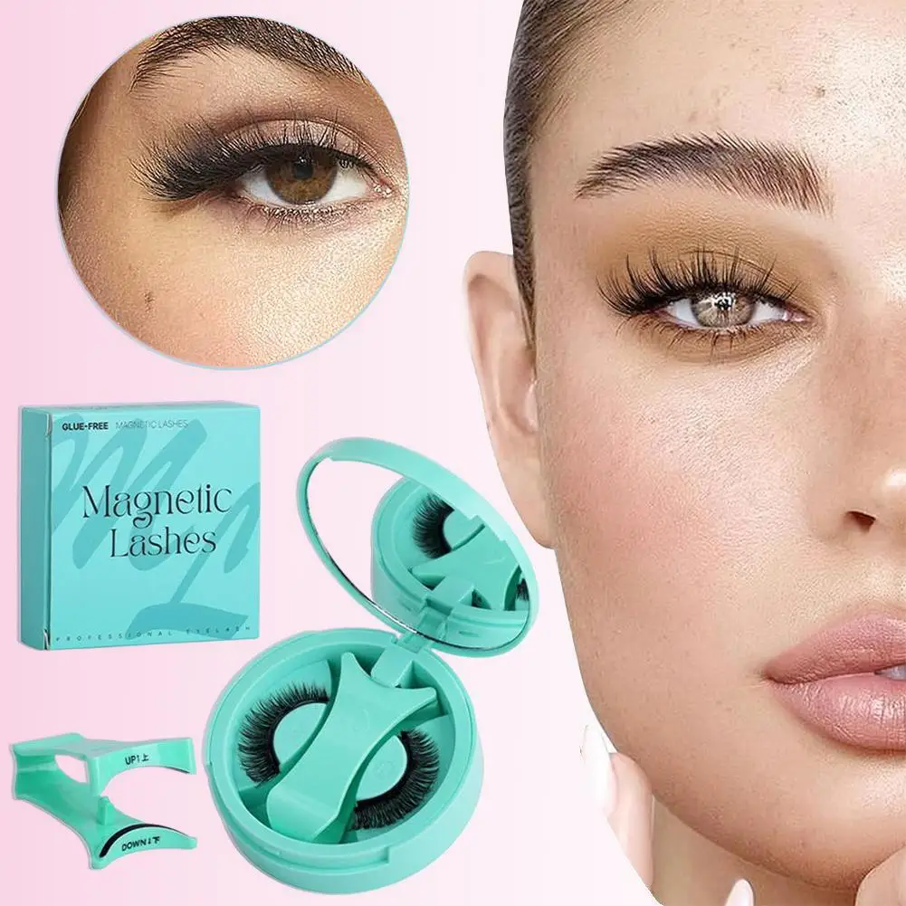 Non Adhesive False Eyelashes Reusable 3D Glue-free Waterproof Natural False Eyelashes Set Curly Fluffy Magnetic False Eyelashes