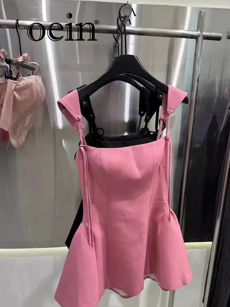 [oein] Pink Petite Camisole Dress For Women In Summer, With A Sense Of Luxury, Unique And Stylish, And Stunning Salt Based Dress