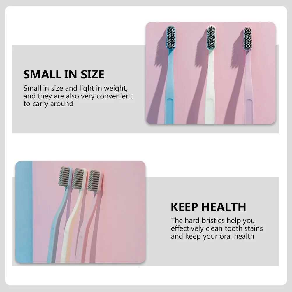 

6pcs Nylon Toothbrushes Hard Bristles for Adults Dental Care Cleaning Tools Pink Beige Sky blue Stiff Bristles al Health