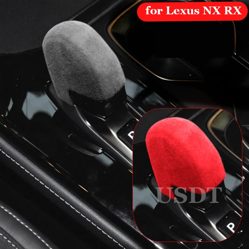 

Leather Car Gear Shift Knob Cover Suede Cap Protective Mat Fit for Lexus NX RX 2022 2023 2024 Interior Accessories