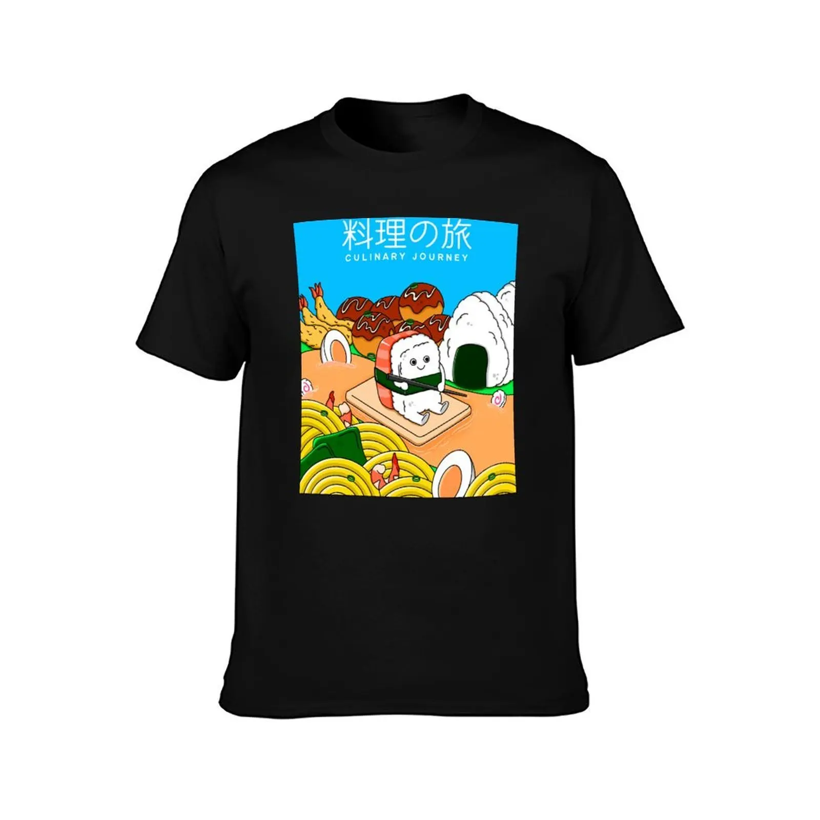Japanese Culinary Journey T-Shirt, Summer Casual Cotton Tee, Oversized Streetwear Tops, Vintage Graphic Print, Unisex Men Women