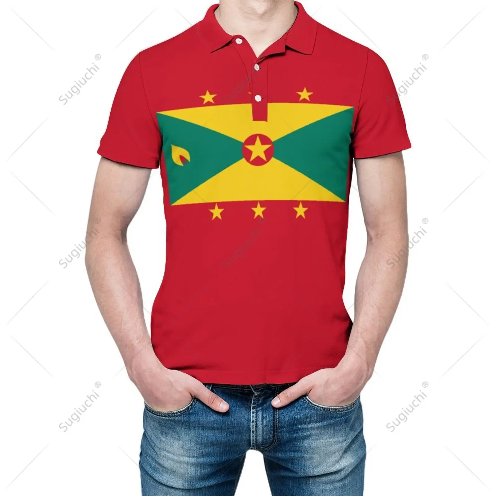 Unisex Polo Shirt Grenada Flag 3D Print Man Polo Fashion Clothing Tracksuits Short Sleeves