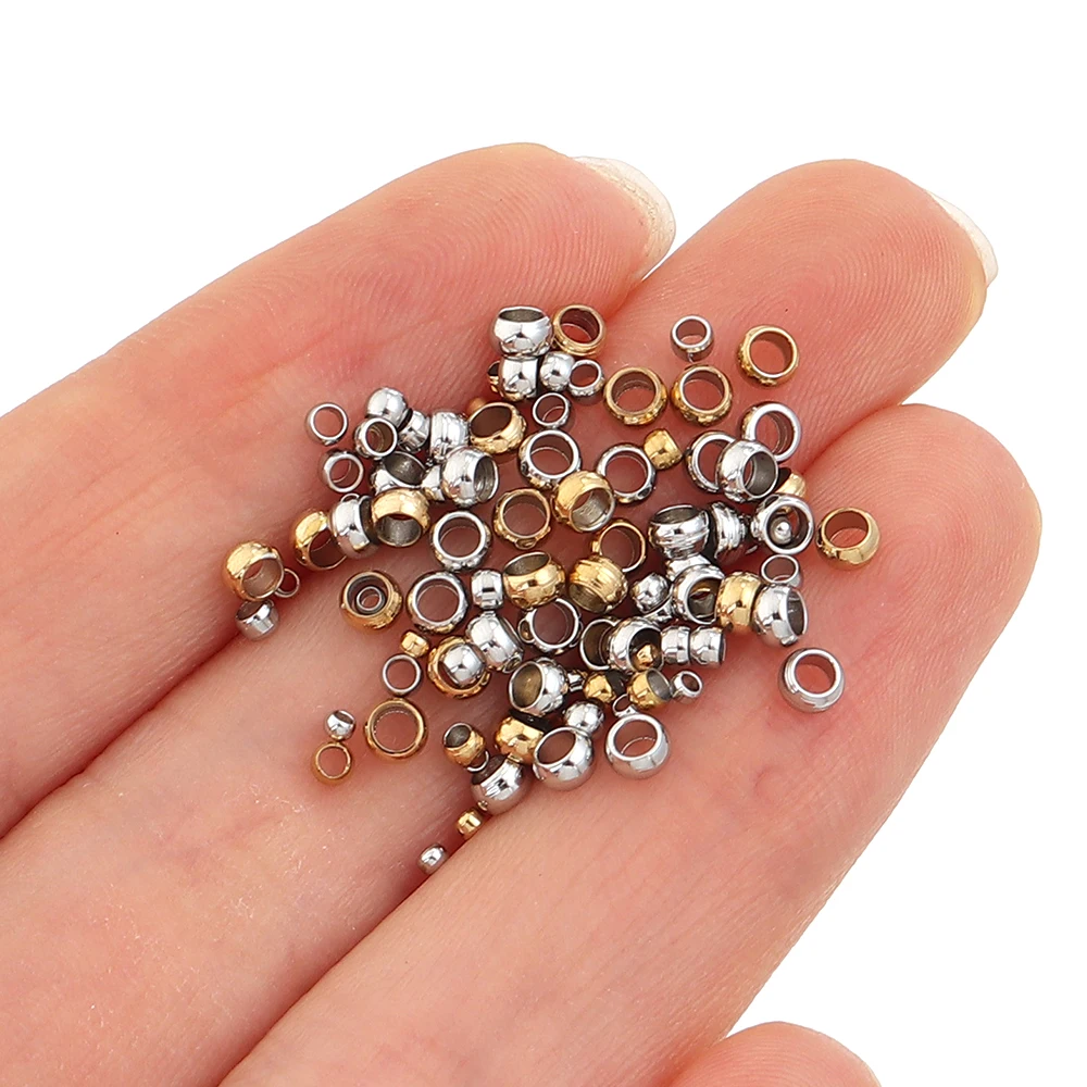 50-100 Stück/Lot 1,5 2 3mm Edelstahl-Kugel-Quetschperlen Stopper-Abstandshalterperlen für DIY Schmuckherstellung Zubehör – Detail 5