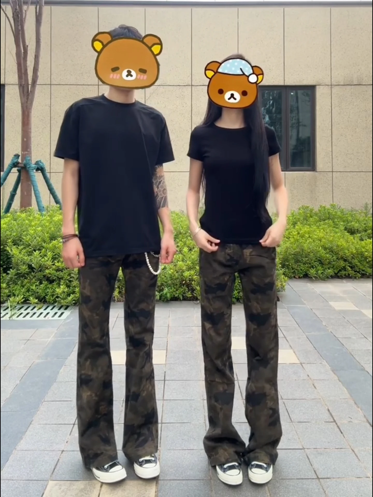 

Cleanfit Men's Camouflage Workwear Pants High Waist Straight Leg Bell Bot American High Street Sle Casual Jeans