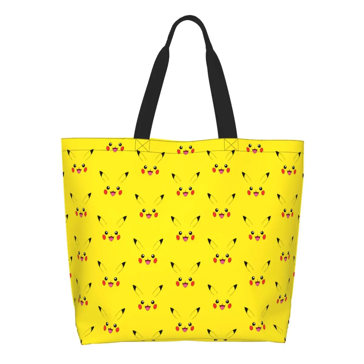 

Custom Fashion Printed P-Pikachus Shopping Tote Bag Washable Canvas Shopper Shoulder Series Video Games Handbag