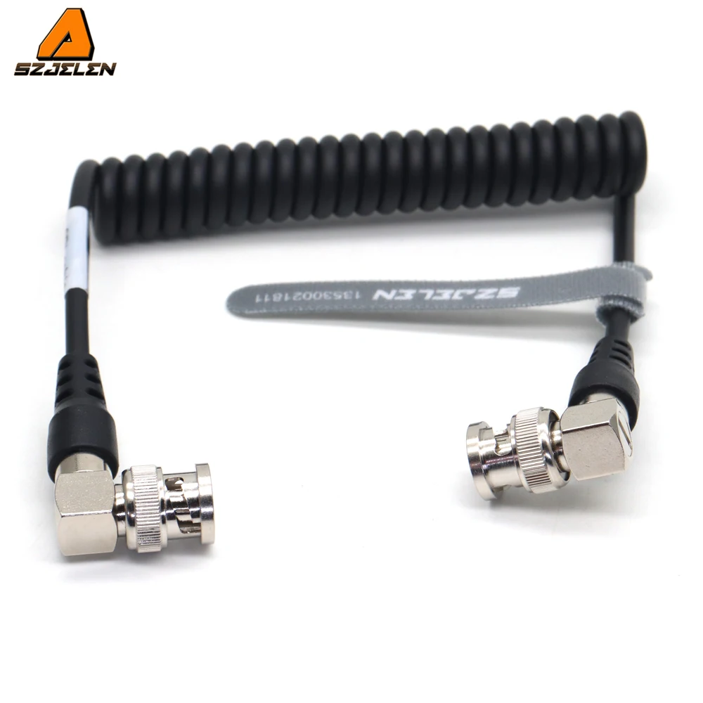 Cable de resorte BNC de ángulo recto a BNC de ángulo recto Cable de vídeo SDI 12G Cable Coaxial de 75 Ω Línea de transmisión de vídeo de cámara