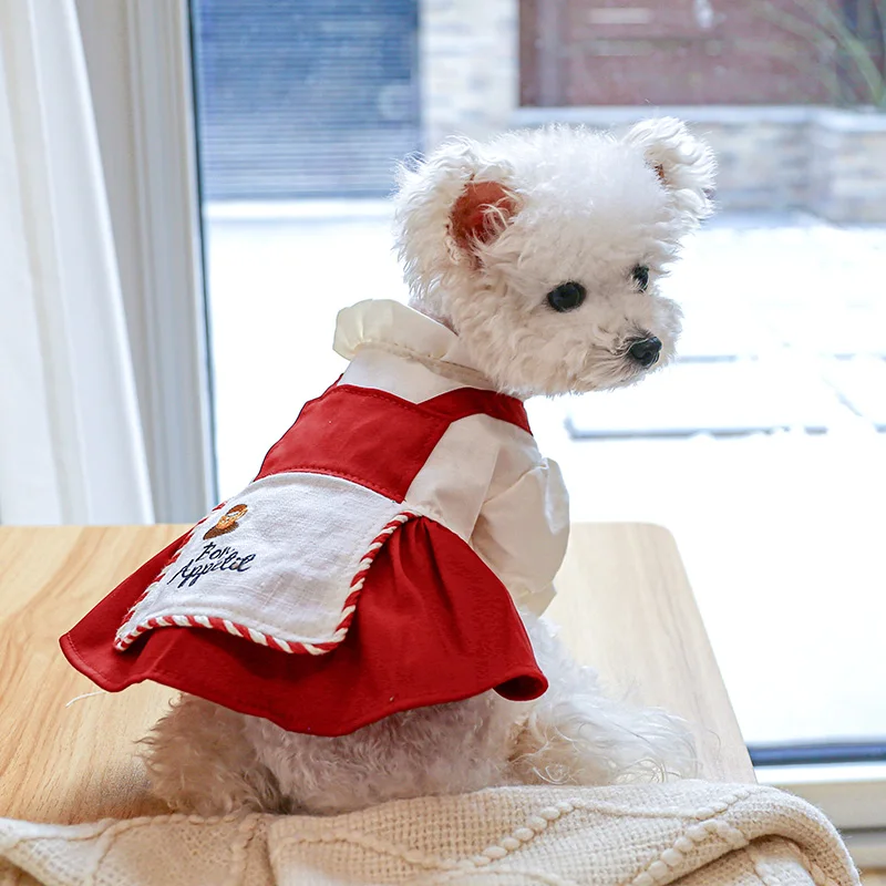 PETCIRCLE Dog Clothes French Lady Red Dress For Small Medium Dog Puppy Cat All Season Clothing Costume Pet Supplies Noble Coat