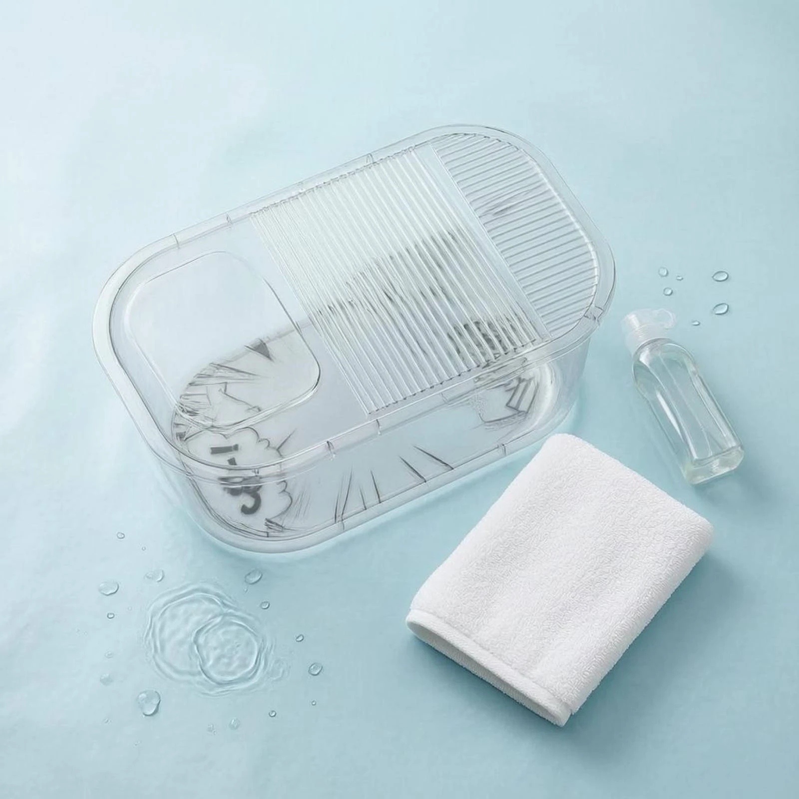 2 Pieces Laundry Basin with Washboard Textured Washboard Set Plastic Wash Tub Handhold Opening Home Cleaning Non-Slip