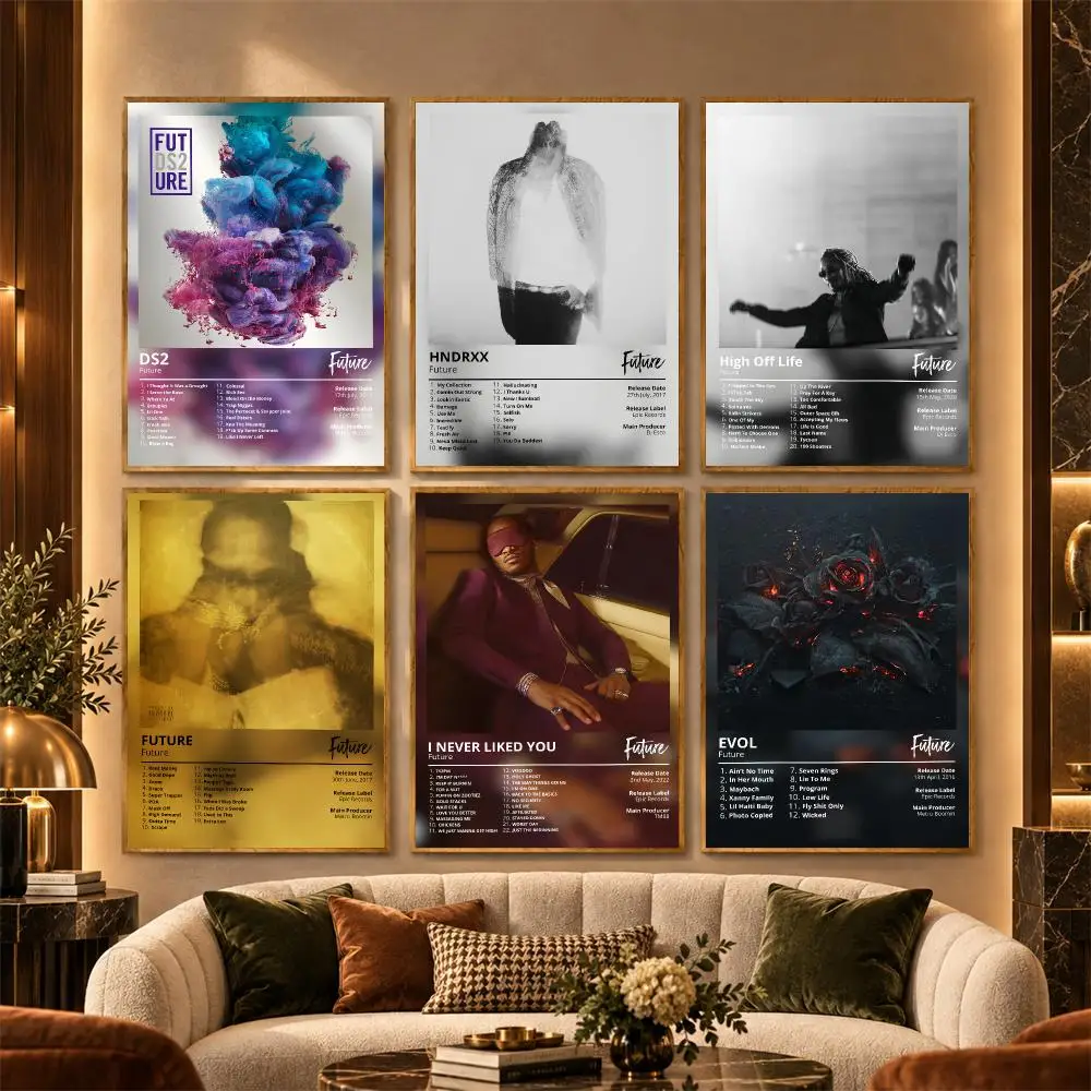 F-Future rapper Album Cover Poster Stickers Painting Mural HD Wall Decals for Bedroom Living Room Home Self-Adhesive Decor Gift