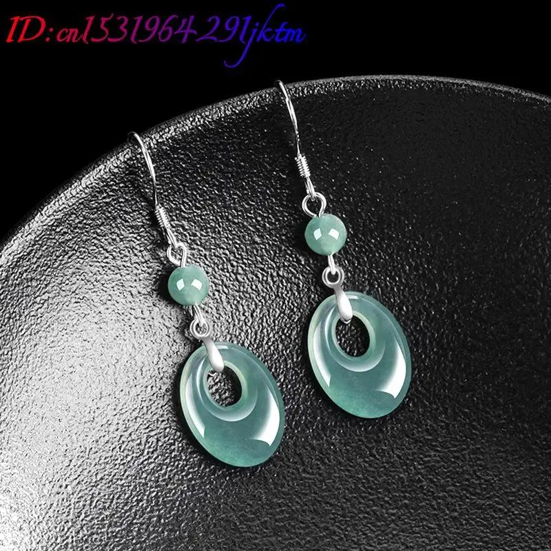 Myanmar Jadeite Ring Earrings 925 Silver Gifts for Women Natural Jewelry Accessories Carved Gemstone Real Jade Talismans view 2