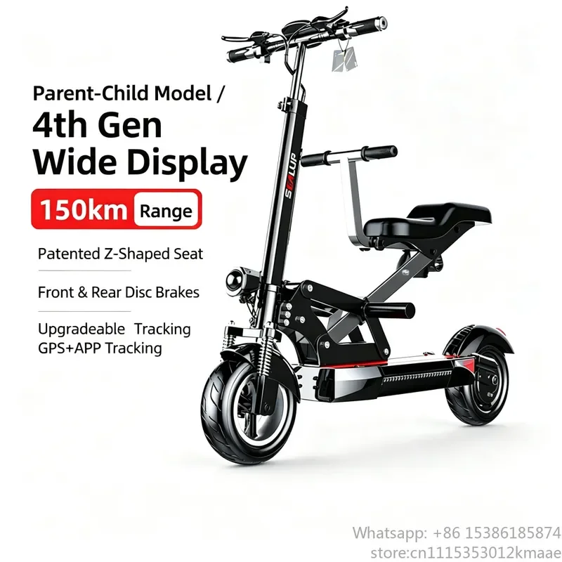 Electric Adult Foldable Two-Wheel Scooter with Lithium Battery Aluminum Alloy Frame 500W-1000W Motor Detachable Design