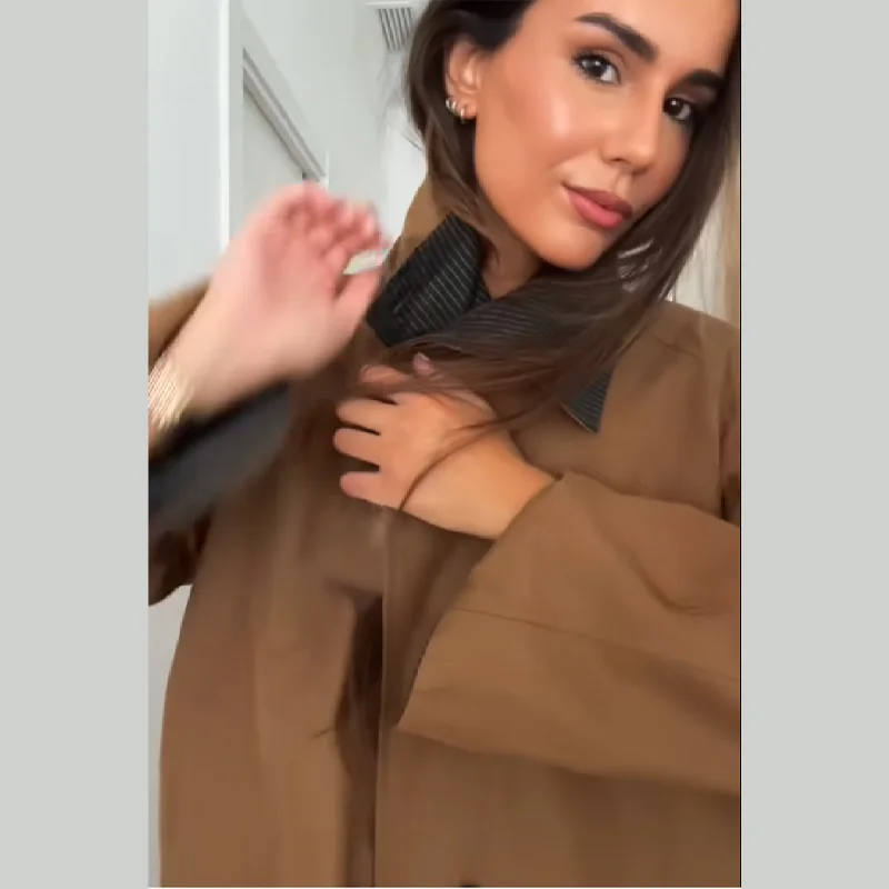 Vrouwen Dubbelzijdig Stand Kraag Korte Jas Retro Eenvoudige Casual Jas Vrouwelijke Trendy Chic Gezellige Jassen 2025, Herfst Nieuwe Uitloper