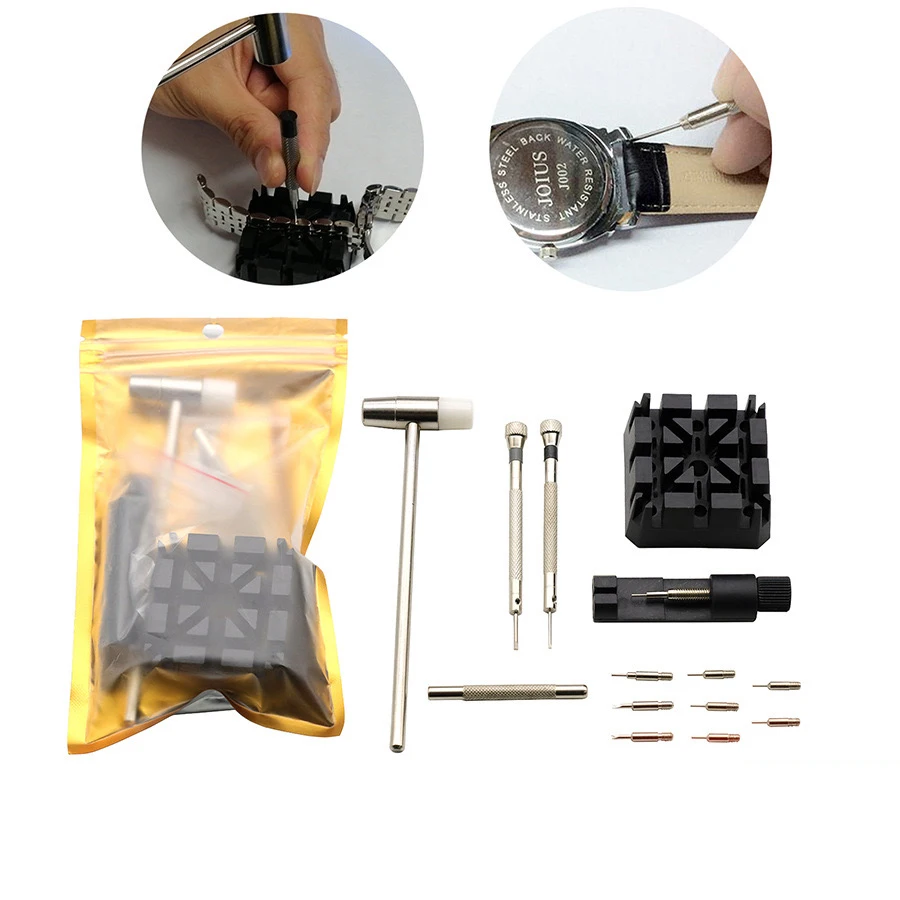 14Pc/Set Watch Repair Tool Set Watch Link Band Slit Strap Bracelet Chain Pin Remover Adjuster Tool Kit for Professional Watchmak