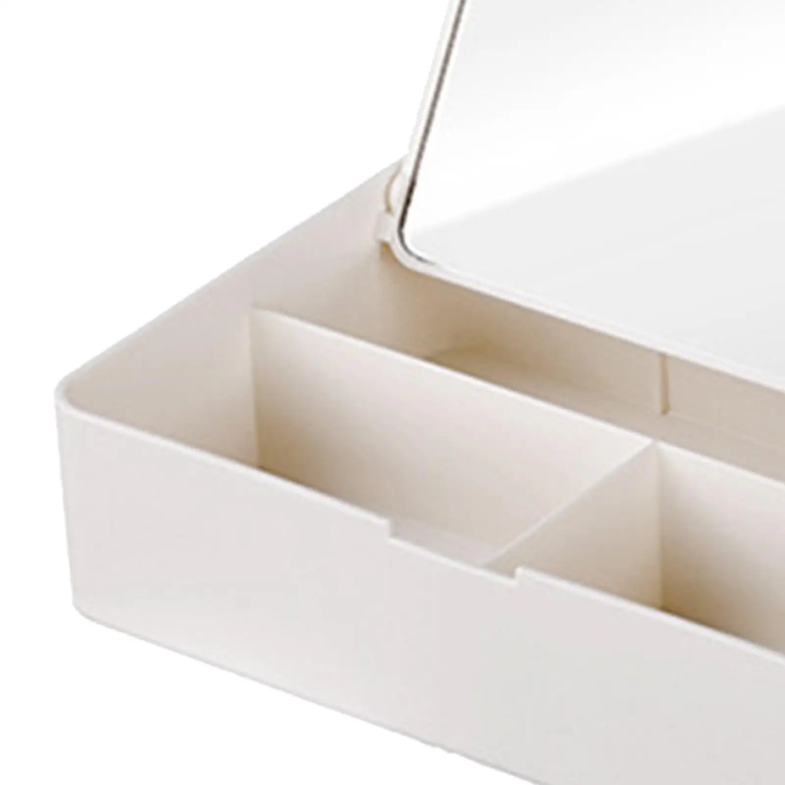 Compact Makeup Organizer Box with Mirror and Ear Storage PP Material for Cosmetics Holder Dormitory Hotel