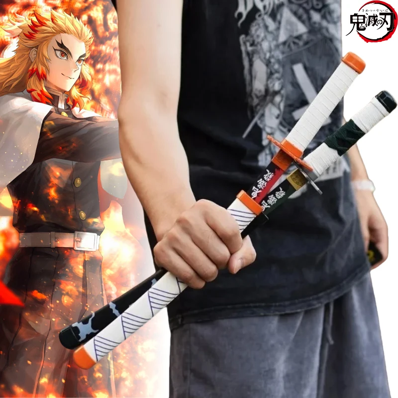 40cm Demon Slayer Metal Katana Kimetsu No Yaiba Cosplay Prop Ninja Knife Iron Real Japanese Katana Samurai Sword Anime Toys Gift