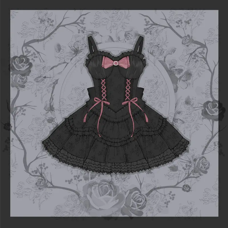 Victoriaanse Donkere Gothic Lolita Jsk Jurk Vrouwen Vintage Elegante Jarretel Klassieke Prinses Band Jurken Meisjes Harajuku Feestjurk