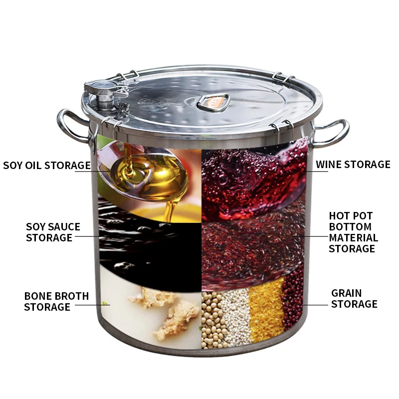 304 برميل من الفولاذ المقاوم للصدأ التخمير برميل الفاكهة النبيذ النبيذ صنع المعدات الحبوب والزيت والحساء وتخزين المواد الغذائية 50L