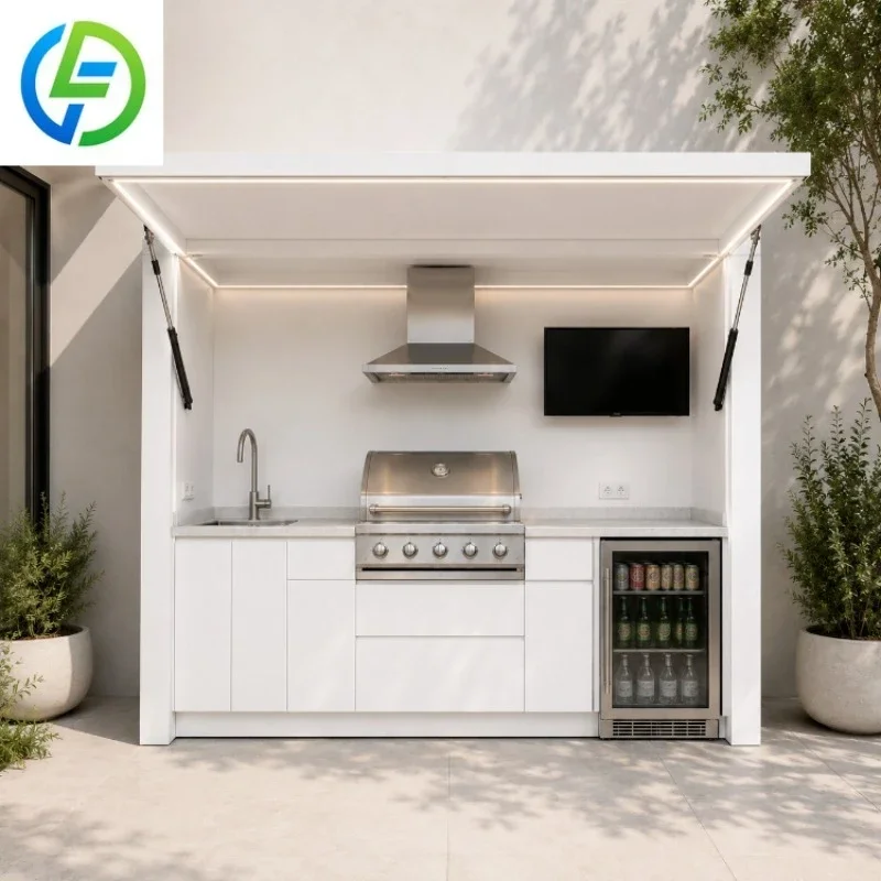 Modular Aluminum Alloy Outdoor Kitchen with Sink Grill and Storage Stylish Rust Proof Perfect for Backyard and Patio Entertain