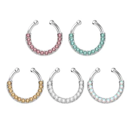 New 5-color Stainless Steel Fake Piercing Diamond Studded U-shaped Fake Nose Ring Personalized Nose Ring Women's Jewelry