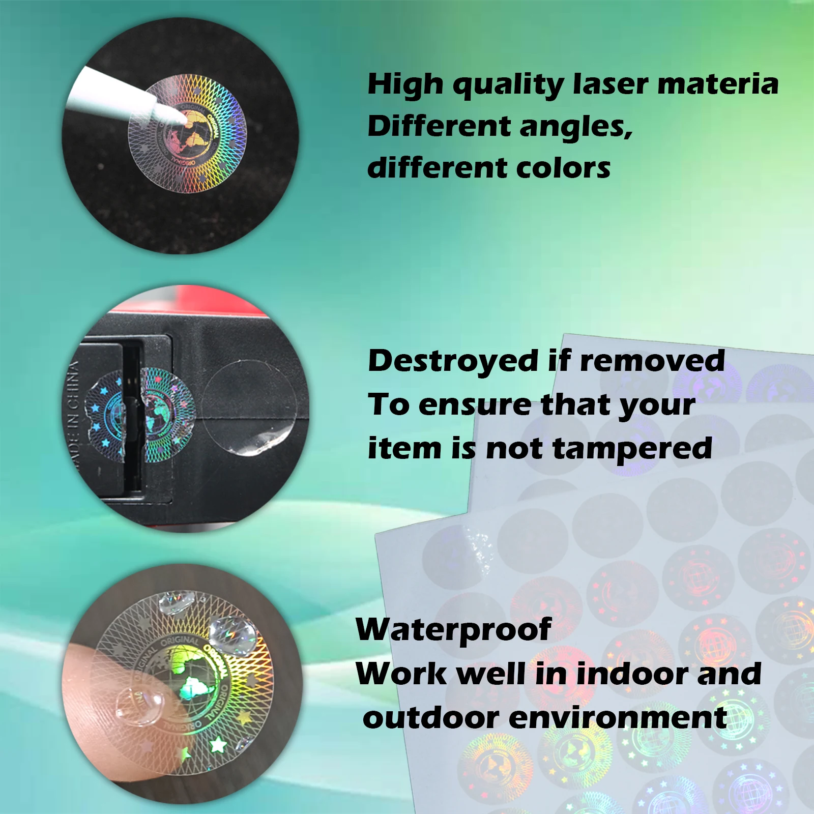 Runde Transparente Aufkleber Manipulationssichere Etiketten Hochsicherheitsaufkleber Void-Etikett Garantiesiegel Holographische Aufkleber 0,8 Zoll – Detail 6