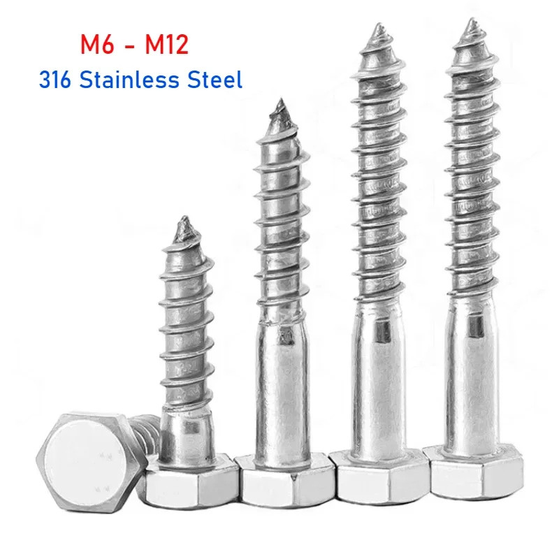 M6 M8 M10 M12 316 Stainless Steel Hexagon Head Self Tapping External Hexagon Head Tapping Woodworking Screw