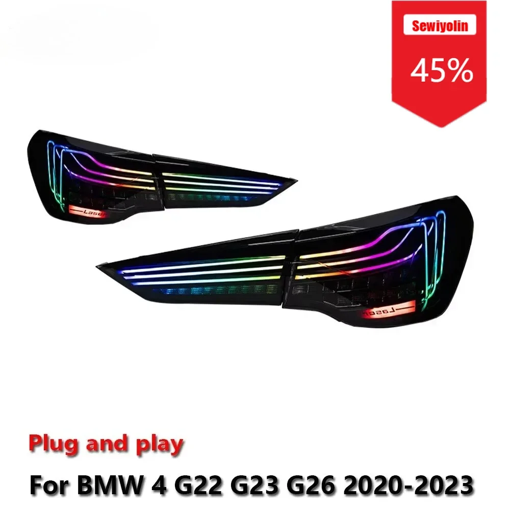 

Sewiyolin Автомобильные аксессуары Светодиодный задний фонарь для BMW 4 2020-2023 G22 G23 G26 425I M4 DRL Противотуманные задние фонари прицепа Поворотный сигнал Voitu