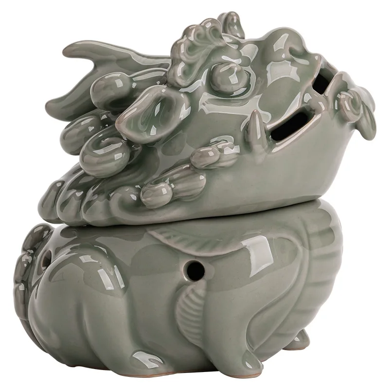 Unicorn celadon ceramic plate incense burner