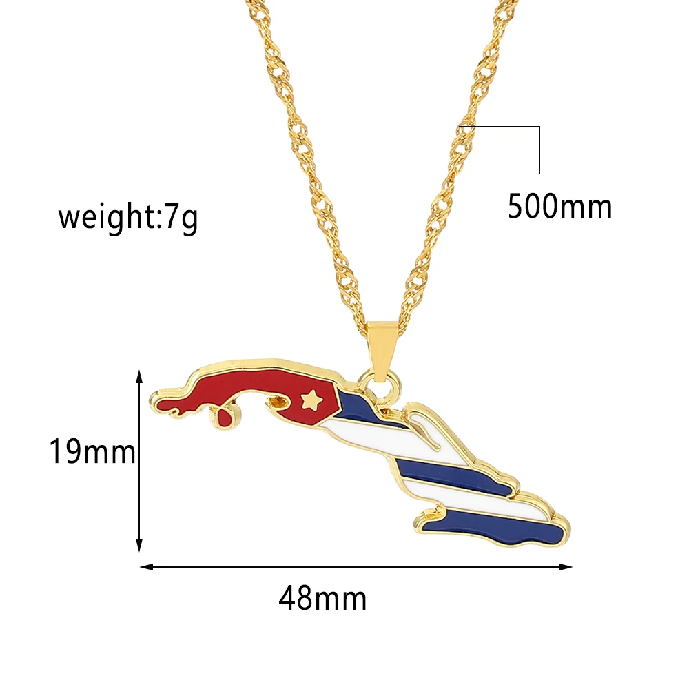 Cuba Map Flag Pendant Necklaces for Women Map of Cuban Charm Silver Color Gold Color Ethnic wind Jewelry Gifts