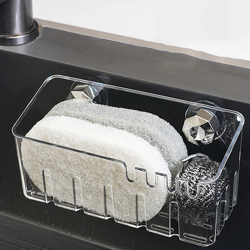 Suction Cup Sink Rack Faucet Drain Rack Multifunctional Basket Kitchen Sponge Rack Punch-free Organizer