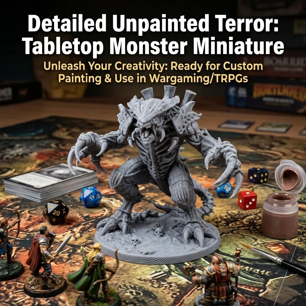 DD Alien Monster Tyrant Miniature, TTRPG Style, Tabletop Wargame Figurine, Collectible Sculpture, Home Desk Decoration