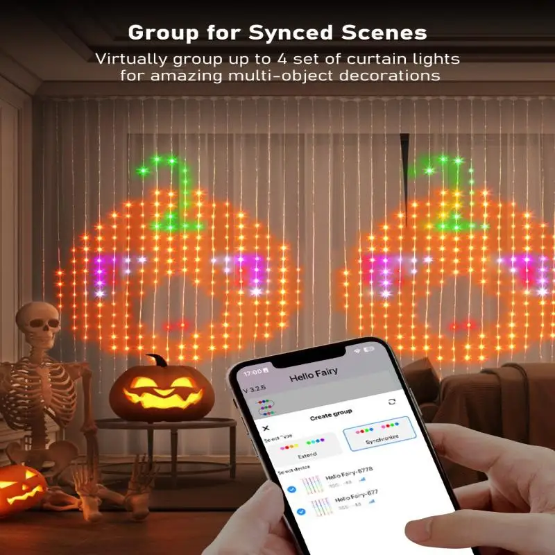 プログラマブルスマートledカーテンライトrgb、アプリ制御で色変更可能なストリングライト、室内パーティー・ホリデーデコレーション用