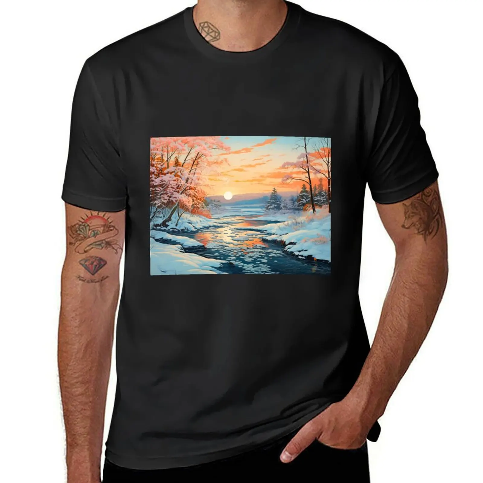 First snow landscape 2 T-Shirt customs design your own plus sizes boys animal print heavyweight t shirts for men