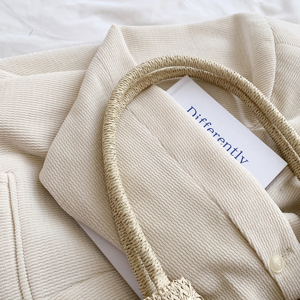 القش حقيبة شاطئية الصيف المنسوجة حمل حقيبة مع شرابات حقيبة كتف كبيرة للنساء القش المحافظ وحقائب اليد الروطان بوهو حقيبة الرافية